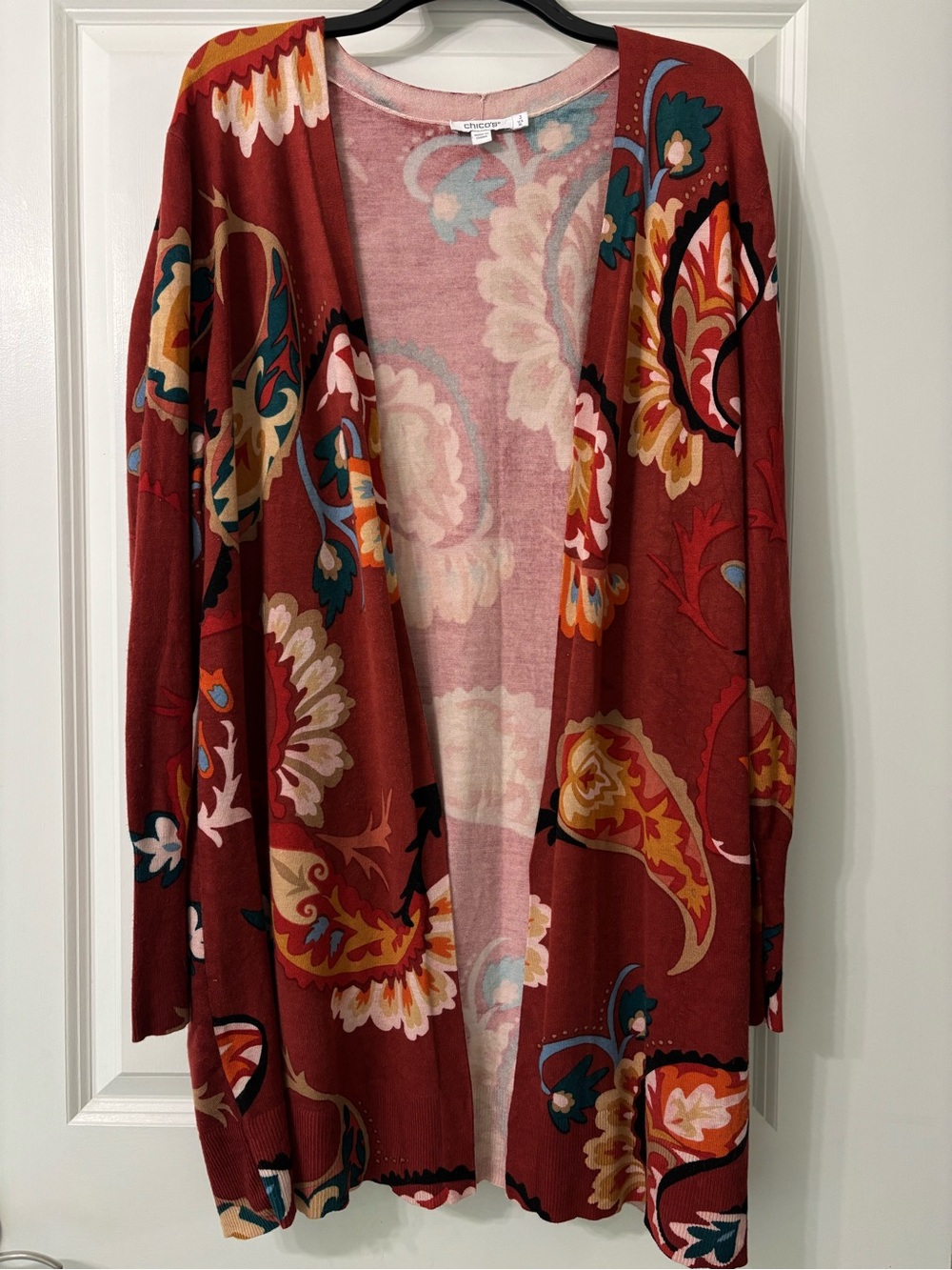 Chico’s long open cardigan size 3
